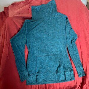 Moret Ultra Space-Dyed Turquoise & Black Medium Cowl Neck Performance Sweatshirt